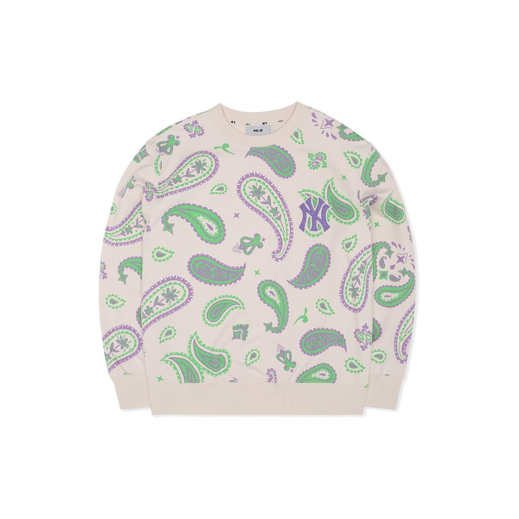 MLB Cashew Flower Sweatshirts Unisex Cream Crew Neck Moderate 3AMTI0224-50CRS