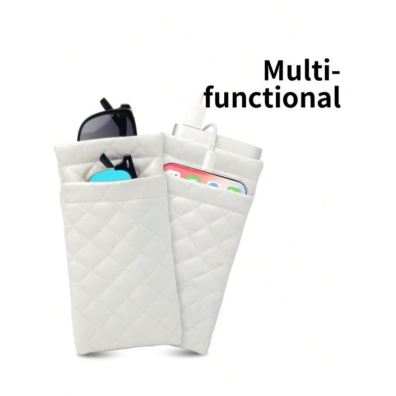Sunglasses Bag for Daily Storage - Portable Squeezed Leather Minimalist Solid Color Diamond Scratch Resistant Travel Accessories