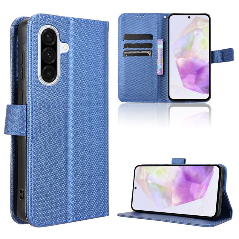 For Samsung A56 5G Cover Luxury Flip Diamond Pattern lanyard Business Wallet Case Leather for Galaxy A36 A26 A16 5G Phone Case