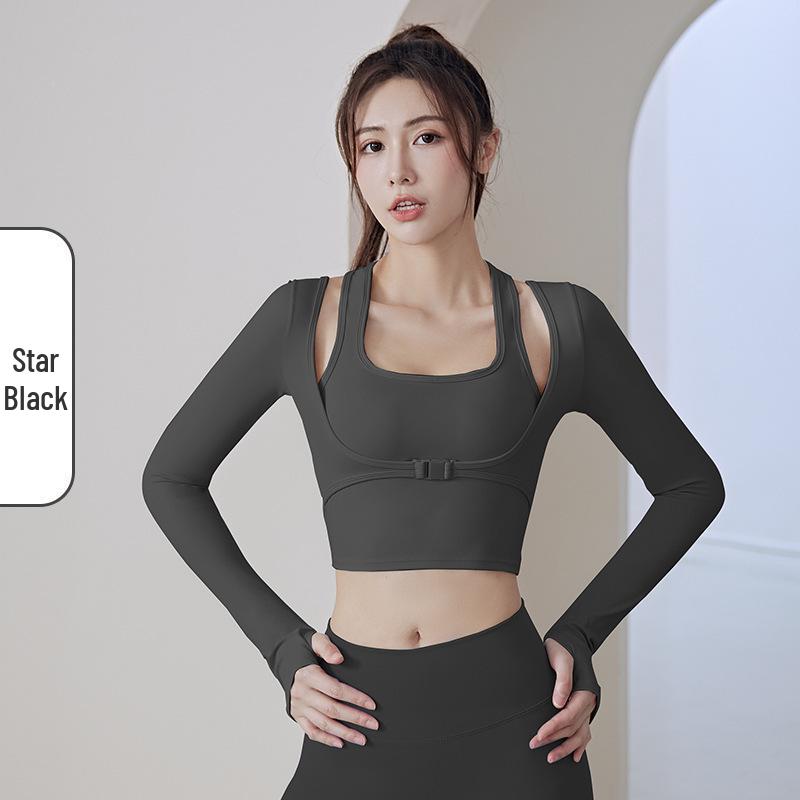 

Пуловер для йоги Juyi Hall облегающего кроя со съемными нагрудными вкладышами и ударопрочными длинными рукавами Extra Large