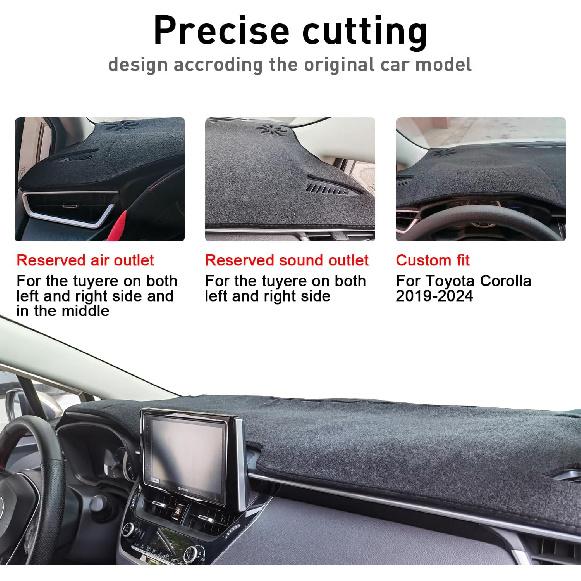 Dashboard Cover Mat For Toyota Corolla -2024 2025 2026 Hatchback Sedan Dash Cover Interior Accessories Sunshade Glare UV Rays Protector Pad Black
