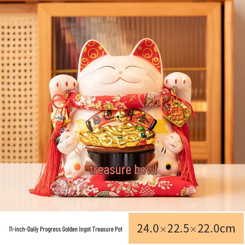 Lucky Cat Ceramic Piggy Bank | Creative Japanese Ornament | Cute Mini Gift for Birthdays or Store Opening