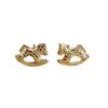 Unique Horse Theme Ear Studs Gold Finish and Stones Adorned for Parties Formal Event Elegant
