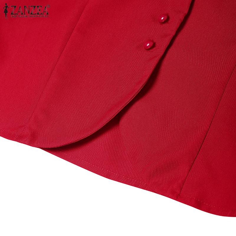 ZANZEA Damska codzienna elegancka bluzka z dekoltem w serce i rękawem 3/4