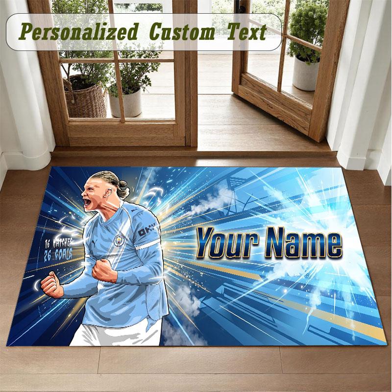 Crystal Velvet Square Rug Custom NameErling Haaland Pattern Non Slip Home Floor Decor Rug