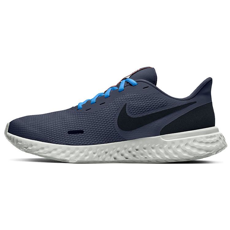Nike Revolution 5 Comfortable Fabric Cushioning Non-Slip Breathable Low-Top Casual Running Shoes Men Sneaker Midnight-Blue BQ3204-404
