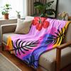 Tropical Hibiscus Abstract Cartoon Anime Print Flannel Blanket Soft Warm Throw for Kids Bedroom Sofa Christmas Office Car