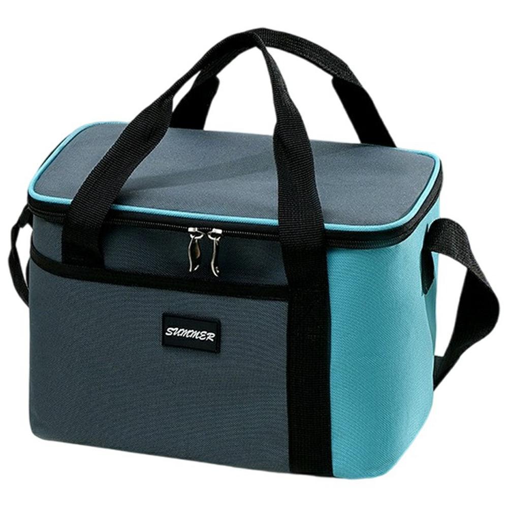 Size L 16L Portable Cooler Bag for Outdoor Picnic 600D Oxford Fabric Color Block Large Capacity Insulated Lunch Bag