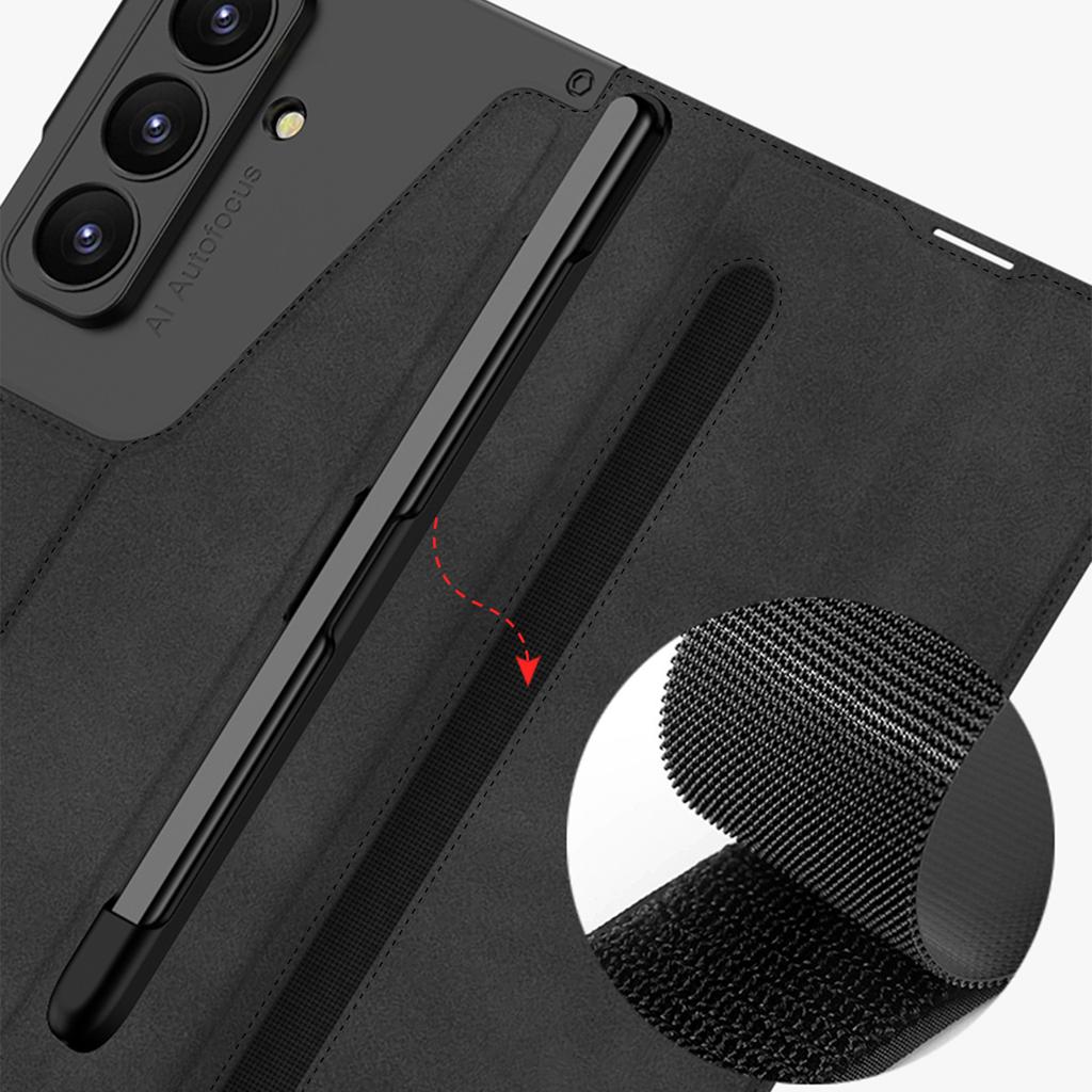 Samsung ZFold7 Handyhülle Faltbarer Bildschirm Panzer Flip Lederhülle Stifthalterung Schale Folie Kann Abnehmbar Sein