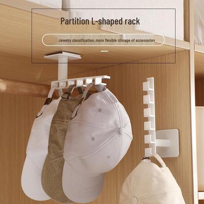 Organizzatore a Forma di L da Parete Senza Fori per Accessori per Capelli e Cerchietti con Clip Multifunzione per Vestiti e Cappelli