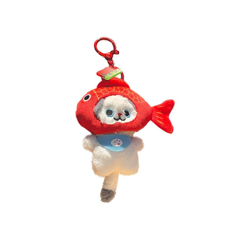 Cat Playful Koi Plush Keychain Adorable Detachable Headset Cute Bag Charm