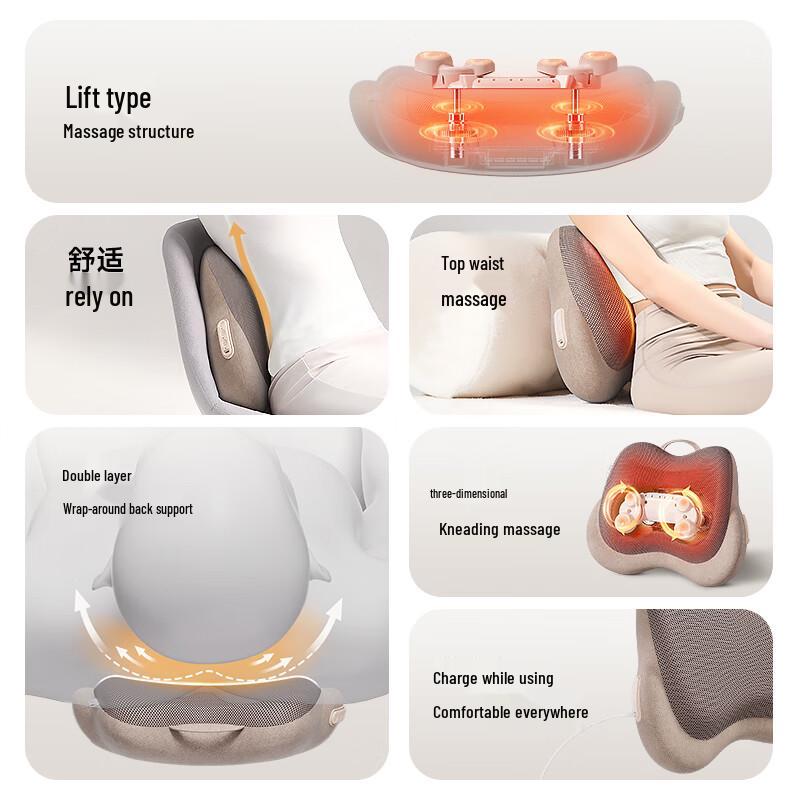 Smart Wireless Waist & Back Massager with Heat and Kneading CN Plug (adapter Included)