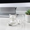 3D Printed Cat Figurine Reading Book Sculpture Modern Decorative Ornament Creative Design for Home Office Desk Decoration and Gift Idea