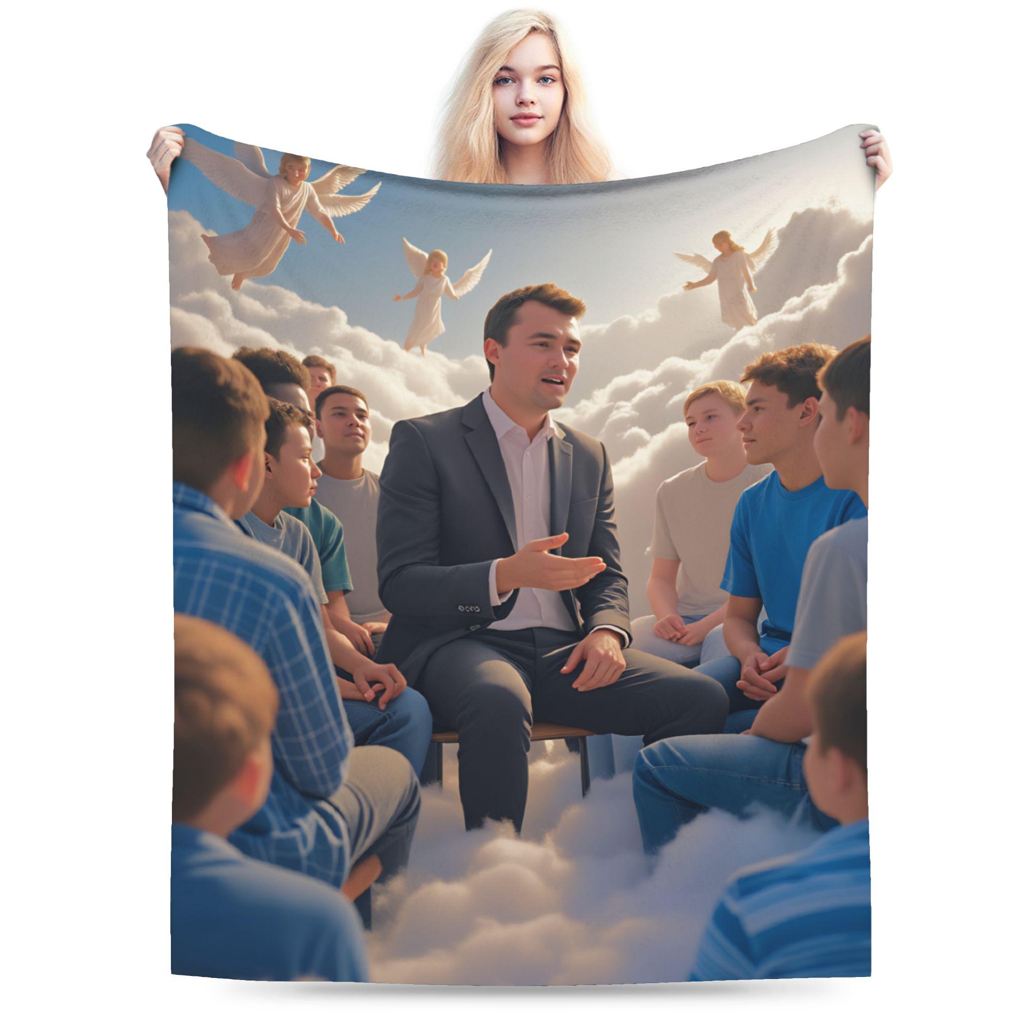 Warm Soft Blankets Camping Charlie Kirk Funny Meme Throw Blanket Novelty Bedspread For Outdoor 75x90cm