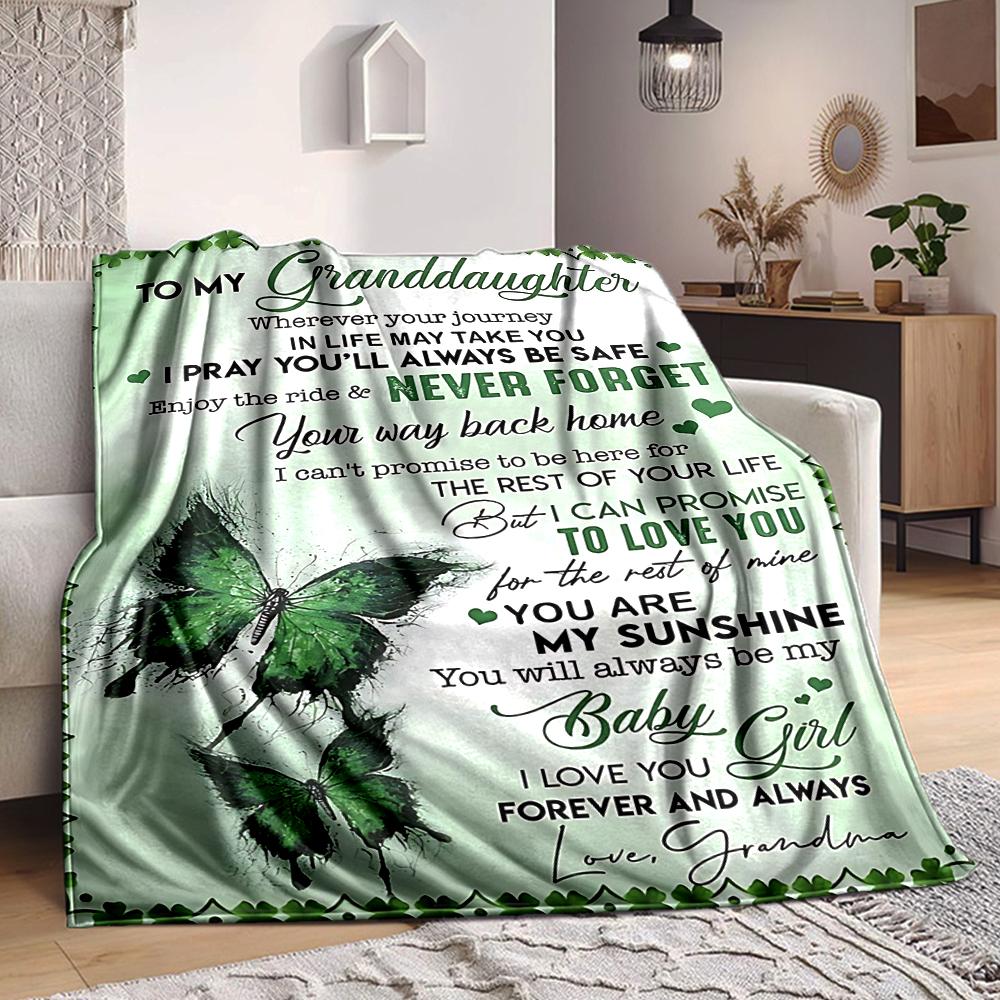 1Pc Grandma'S Love Granddaughter Flannel Blanket, Soft And Comfortable, Casual Warm, Camping Travel, Christmas, Halloween Xmas Gift. G153
