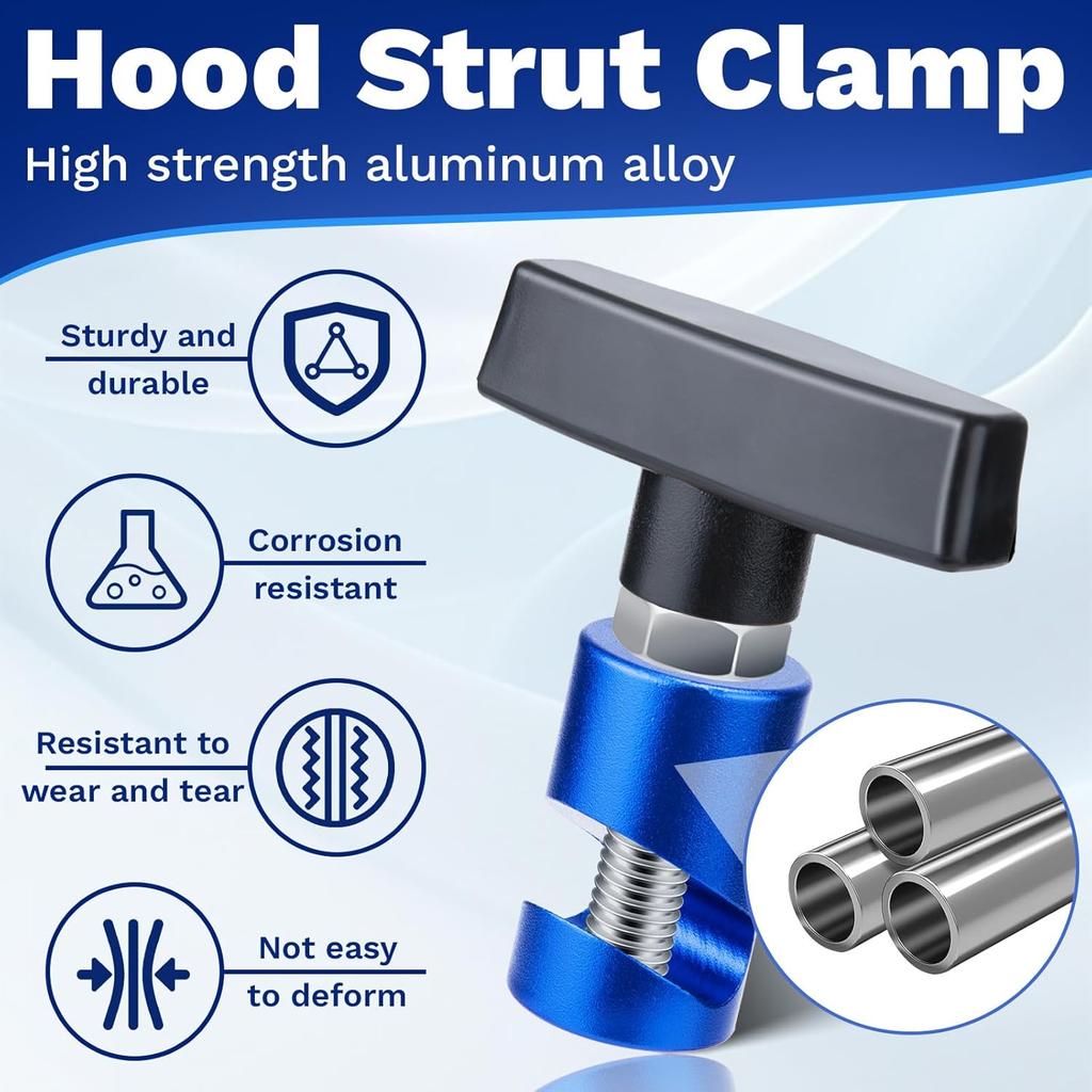 2 PCS Car Hood Prop Struts Clamp, Hood Strut Clamp, Car Lift Support Retaining Clip, 0.43 Inch Hood Lift Support Clip For Car, Automotive Tools For