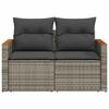 Vidaxl Garden Sofa With Cushions, 2-Seater, Grey, Poly Rattan
