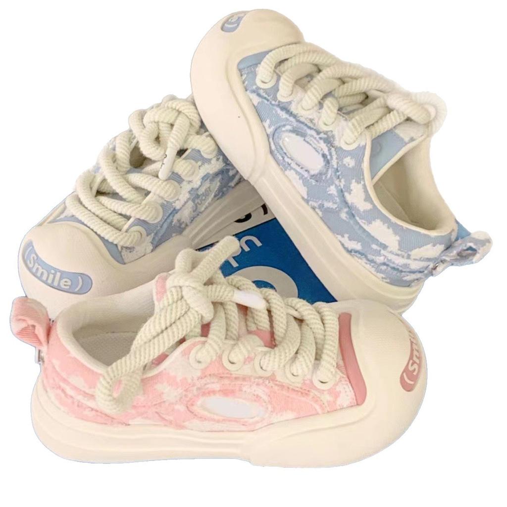 2025 Spring and Summer Board Shoes, Xiaoxiangfeng Female Students, High School Students Gain Height, Thick Soles, Cute Big Head Board Shoes