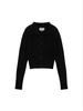 [Matinkim] SEMI CROP KNIT BUTTON CARDIGAN IN BLACK