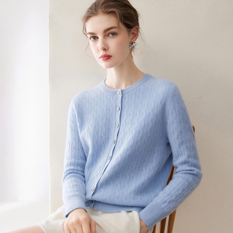Le Kasha 100% Pure Cashmere Women's Cable Knit Button-Up Cardigan - Autumn/Winter Collection