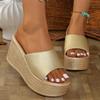 Fashion Thick Bottom Wedge Heel Slippers for Women Plus Size Fashion Chunky Platform Sandals Woman Summer 2025 Thick Sole Beach Slides