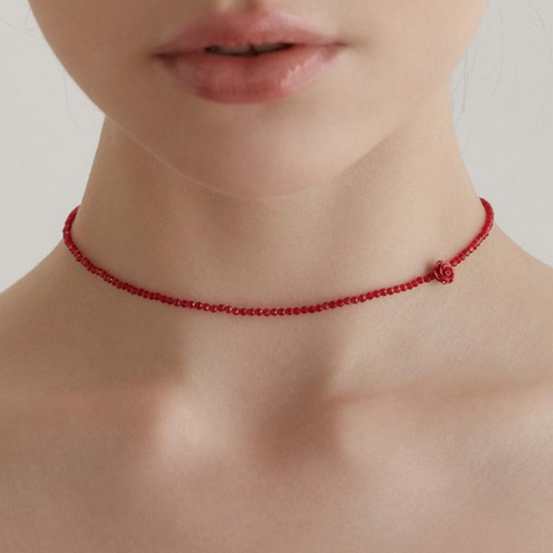 

TATIANA (925 Silver) Dorothy Rose Bead Necklace NZ2126 BLACK