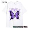 Men Women Summer Fashion Cotton T-Shirt Purple Butterfly Tops Tees Male Casual Short Sleeve Clothing Harajuku Streetwear