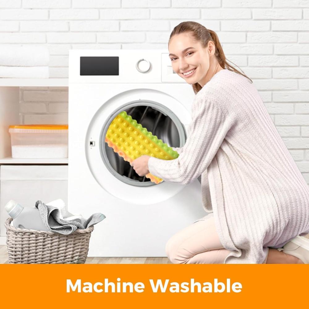 Colorful Silicone Bathtub Non-slip Mat with Suction Cup and Pressable Bubble, Soft and Foldable, Machine Washable Shower Mat
