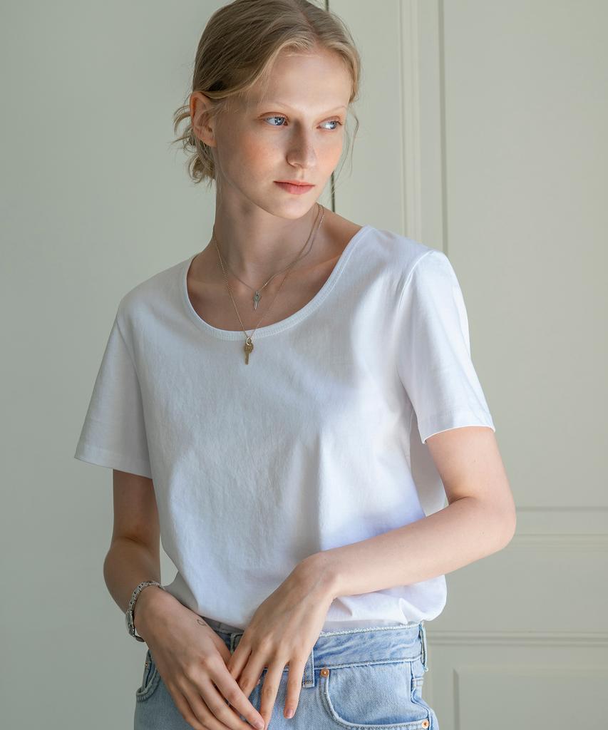 Siyajyu Sitp5063 U-Neck T-Shirt_White