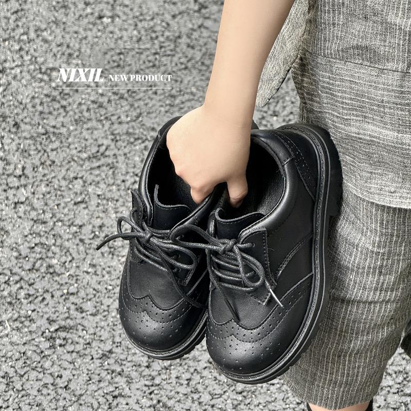 Autumn New Children's Preppy Leather Shoes Leather British Style Children's Shoes for Boys and Girls Students Performance Shoes