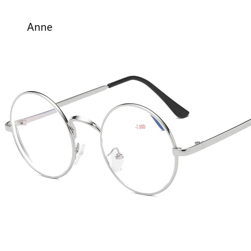 0-1-1.5-4 Round Myopia Glasses Metal Myopic Eyeglasses Women Men Prescription Nearsighted Eyewear Unisex Spectacles Frame