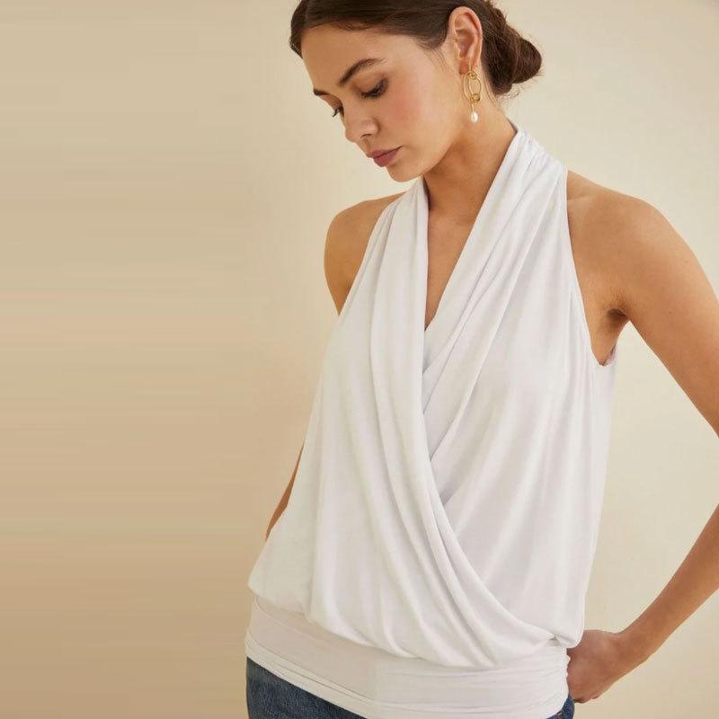 

European-American Sexy Halter Cotton Sleeveless Top XL