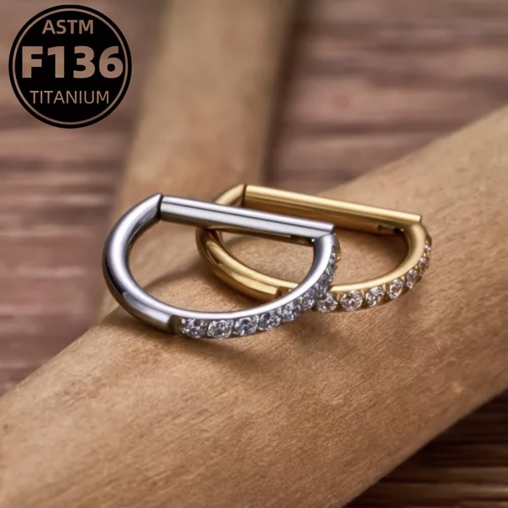 D Shape Ear Cartilage Piercing CZ 16G Nose Ring Hoop Septum Ring  Conch Helix Piercing