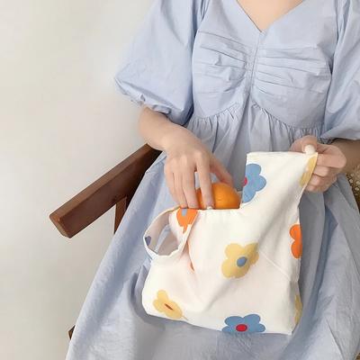 Summer Cotton Portable Small Bag Simple Literature And ArtFresh Wrist Bag Coin Purse Handbag Multicolor Flower Tote Bag