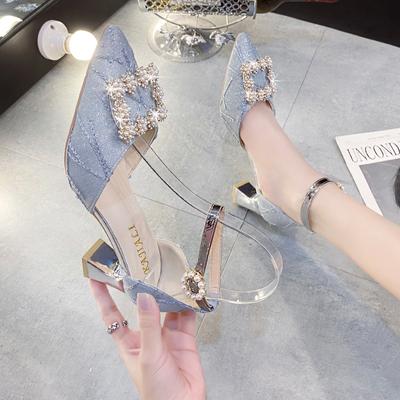 New High Heels Pearl Shoes Women Pointed Toe Ankle Buckle Strap Party Dress Pumps Ladies Zapatos De Mujer Plataforma 34-40