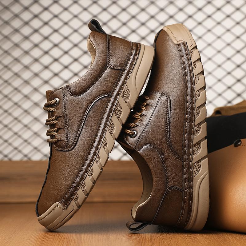Fashion Leather Mens Sneakers Classic Comfortable Casual Shoes Outdoor Walking Footwear Big Size Male Treking Footwear Trainers