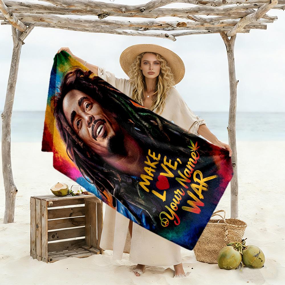 Bob Marley Customize Your Name Beach Towel Super Soft & Absorbent Portable for SwimmingBeachCamping Travel Beach AccessoriesGym