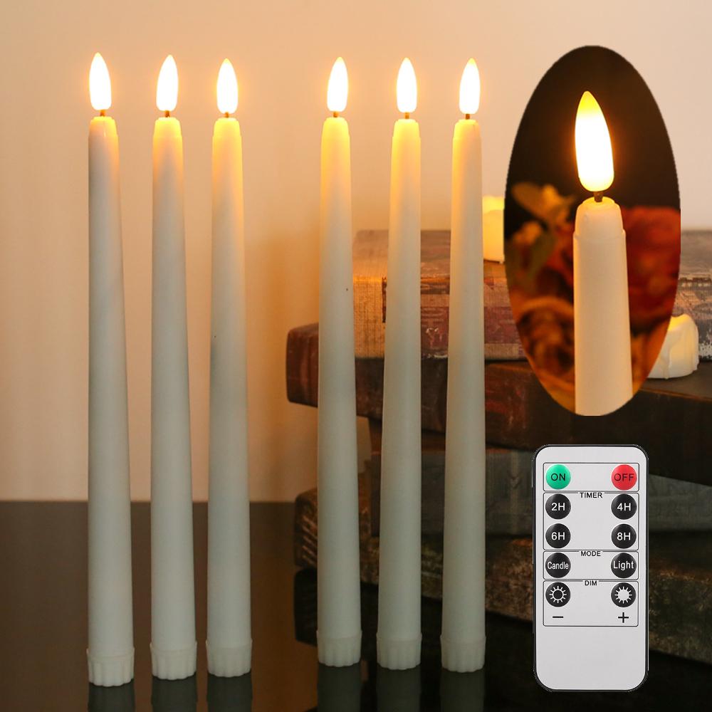 Pack of 6 LED Flameless Taper Candles Battery Operated Flickering Window Candle for Christmas Wedding Church Decor Party Supplie