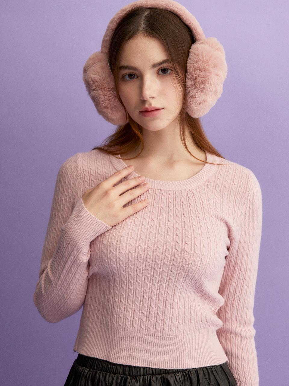 Cool Kitten Simple Cable Knit Pink/Free