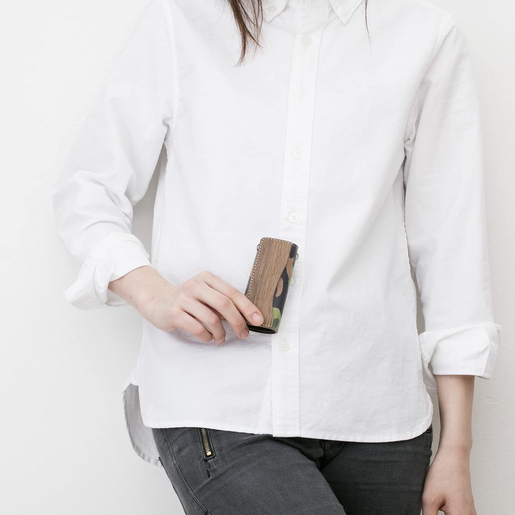 [VARCO REAL WOOD] Key Cover, Key Case, Key Cover, Men's and Women's, Genuine Leather, Made in Japan, Military Style