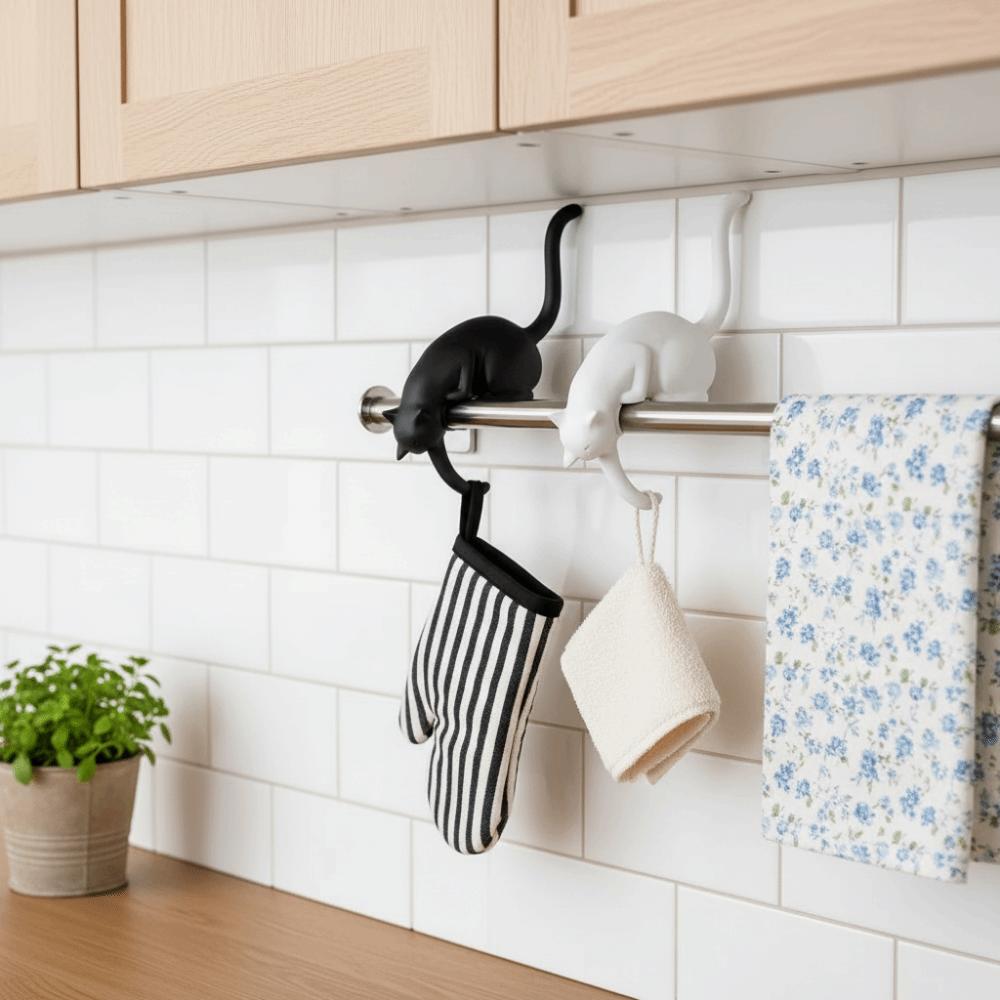 Creative Cat-Shaped Wall Hook Cute Decorative Hook Cartoon Animal Wall Hanger Office Desk