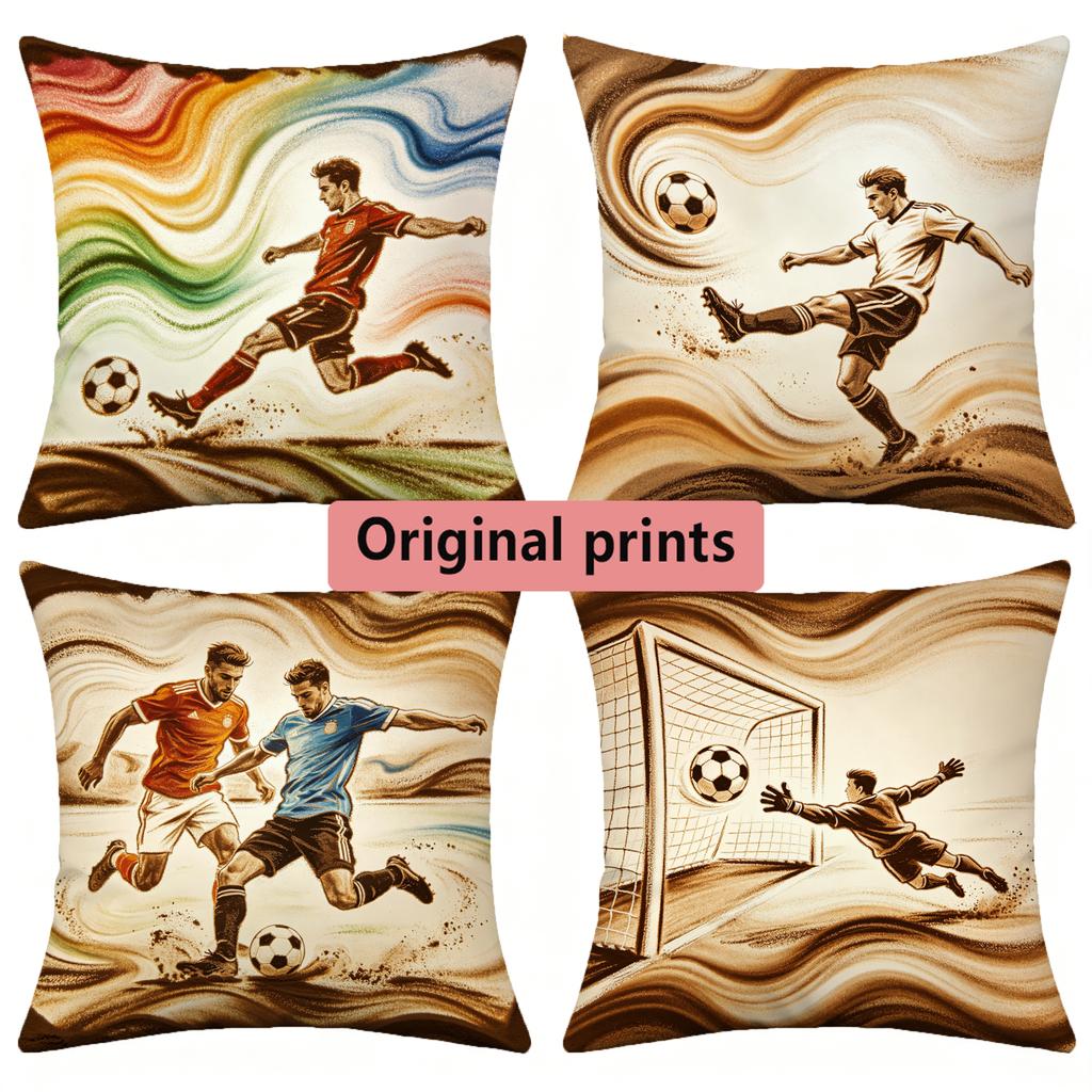 Soccer Themed Decorative Throw Pillow Covers Pattern Cushion Cover Suitable For Sofa Bedroom Car Pillow Cover