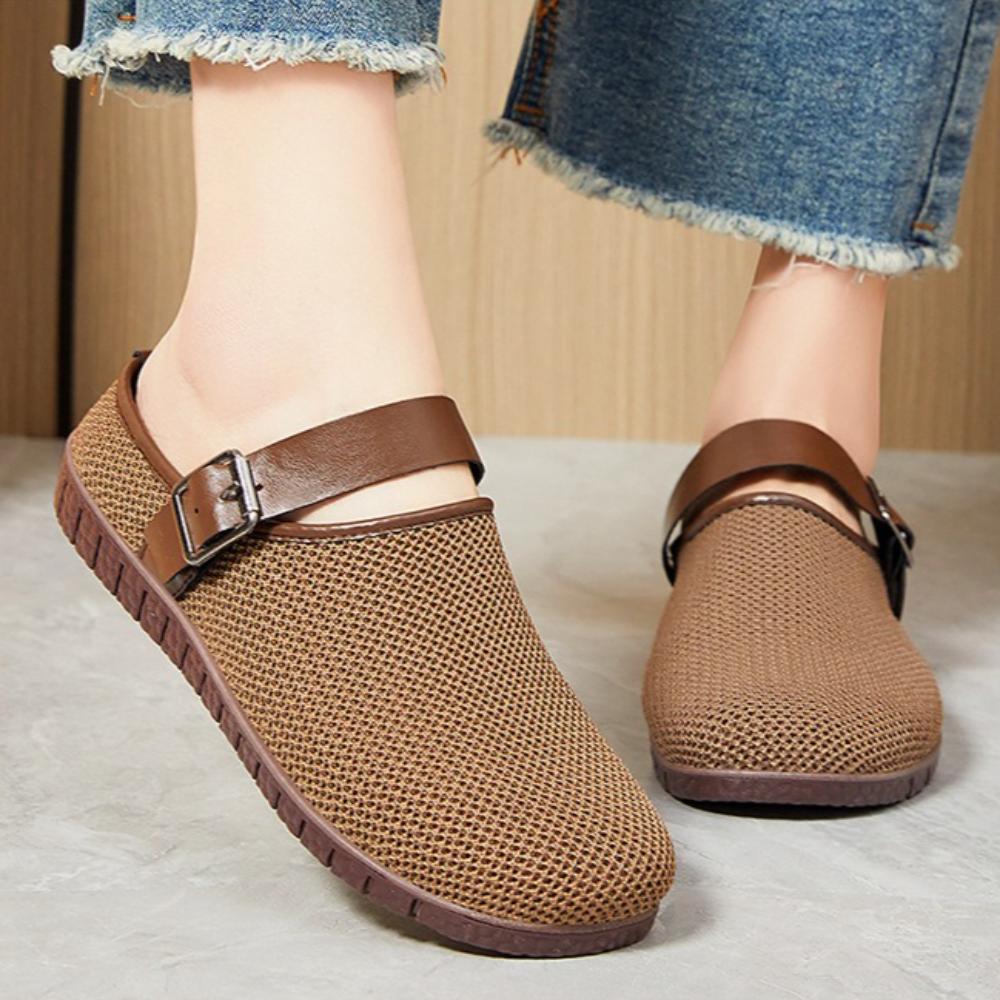 Women's Casual Shoes New Versatile Casual Sandals Retro Sandals Women Wearing Knitted Mesh Bread Head Slippers Women Outside