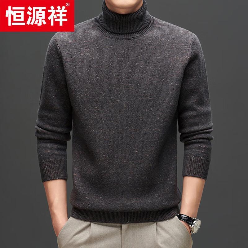 Hengyuanxiang Men s 100% Wool Thickened Turtleneck Knit Sweater XL (180)