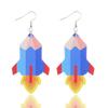Teacher's Day Apple Pencil & Rocket Book Earrings with School Elements