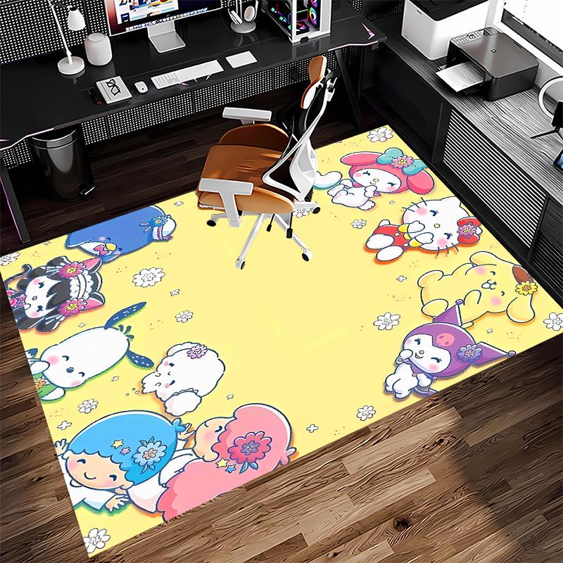 1pc Sanrio1 Print Area Rug - Soft, Washable Non-Slip Indoor Mat for Office Chairs, Living Room, Home Office Decorative Rug