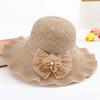 Breathable Wide Brim Straw Hat Adjustable Beach Sun Hat Sweet Ruffle Sun Hat  For Women Girls