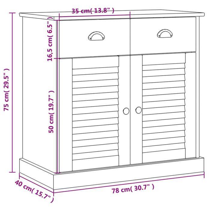 VidaXL Buffet avec tiroirs VIGO 78x40x75 cm blanc bois massif de pin 353203
