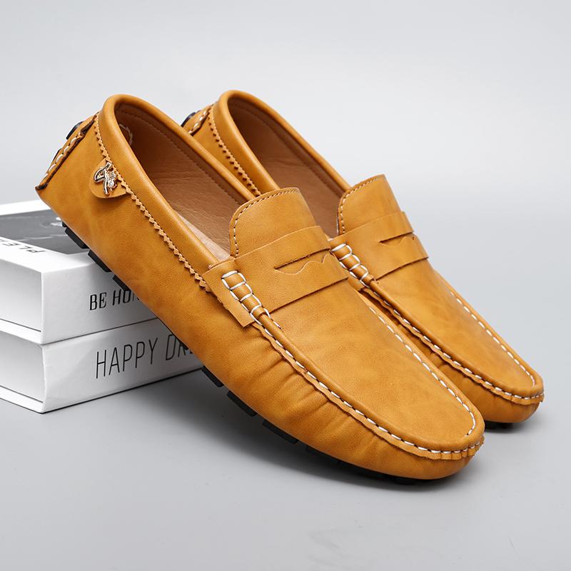 

Fashion Spring New Men s Cowhide Breathable Outdoor Driving Shoes Fashion Brand Men s Round Toe Comfortable Soft Sole Casual Loafers 48 жёлтый