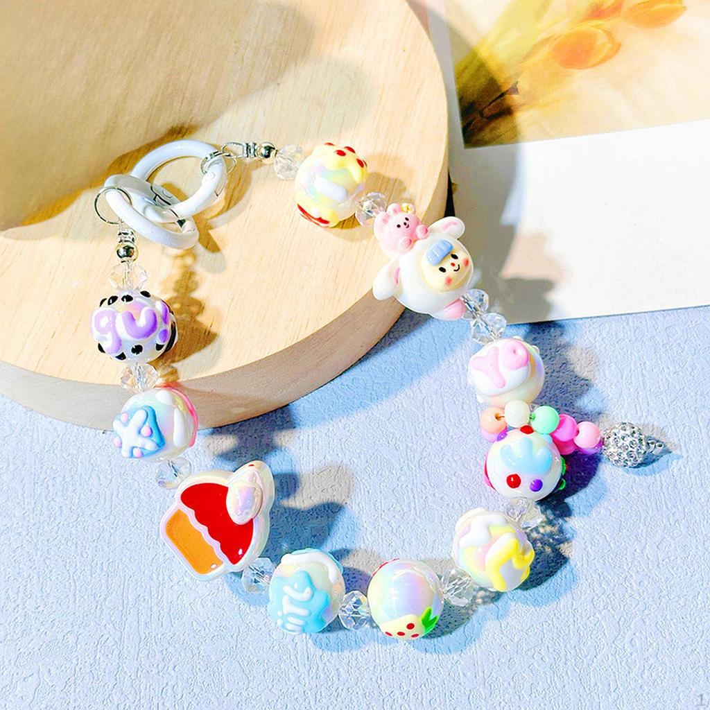 Beaded Keychain Cute Multifunction Key Chain Charms for Handbag Party Travel Black